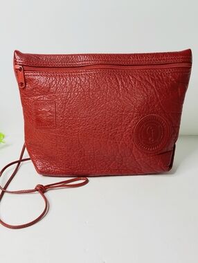 Carlos Falchi Buffalo Leather Red Vintage Shoulder Bag